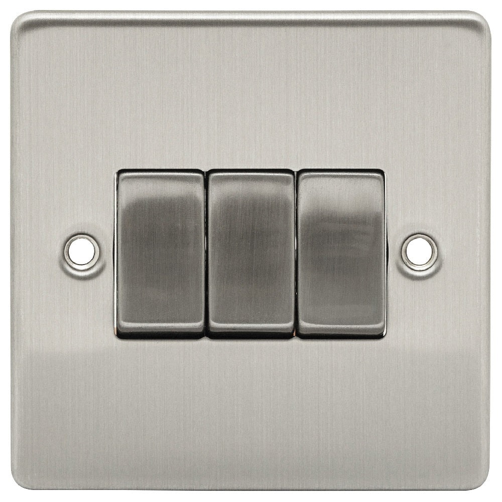 D-SP632-BCM 3 Gang 2 Way Switch  Metal Insert Brushed Chrome